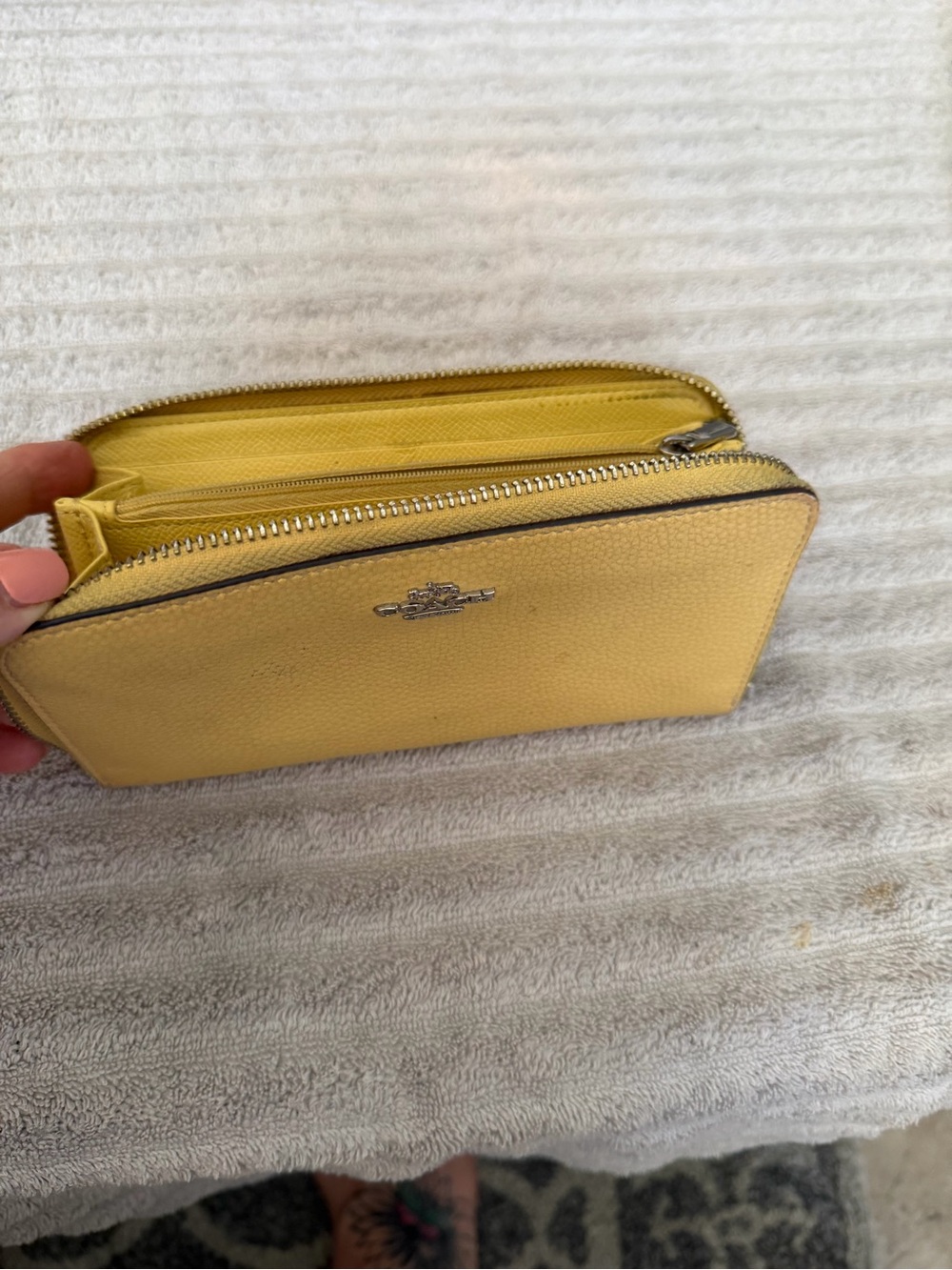 Coach Yellow Leather Zip Card Wallet